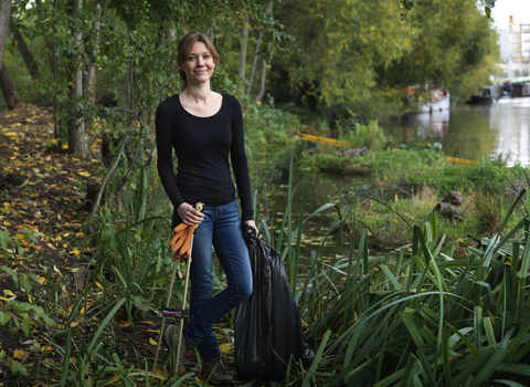 Kathryn volunteering by the river